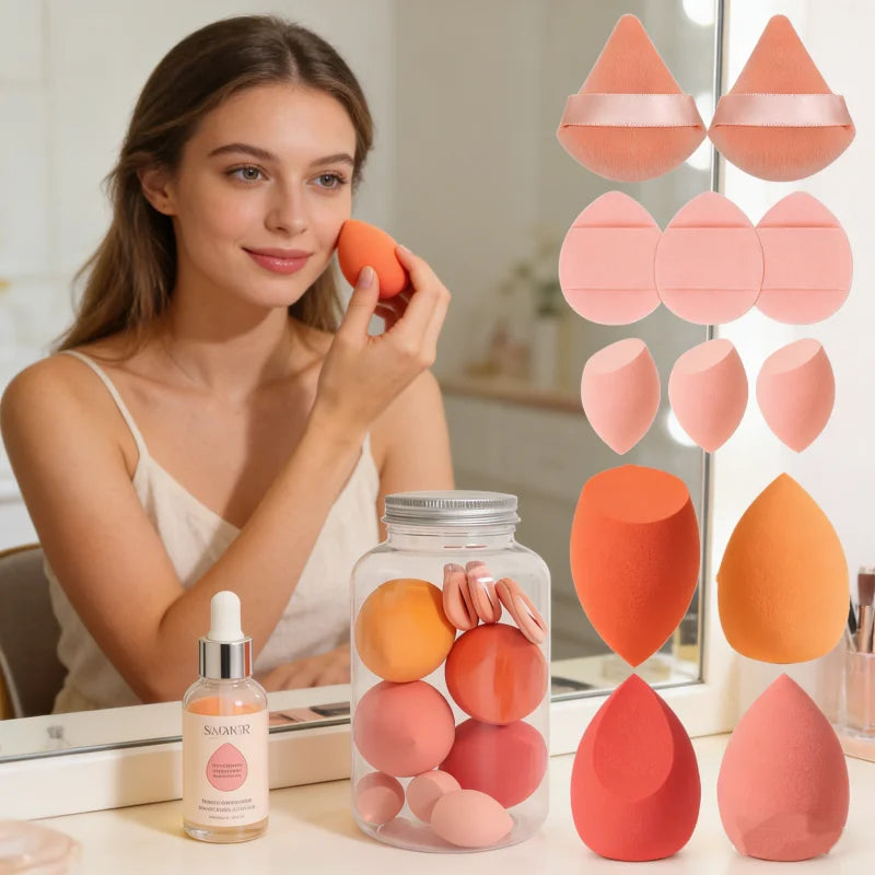 12/14Pcs Makeup Sponge Set | Cosmetic Blender Beauty Eggs and Foundation Puffs