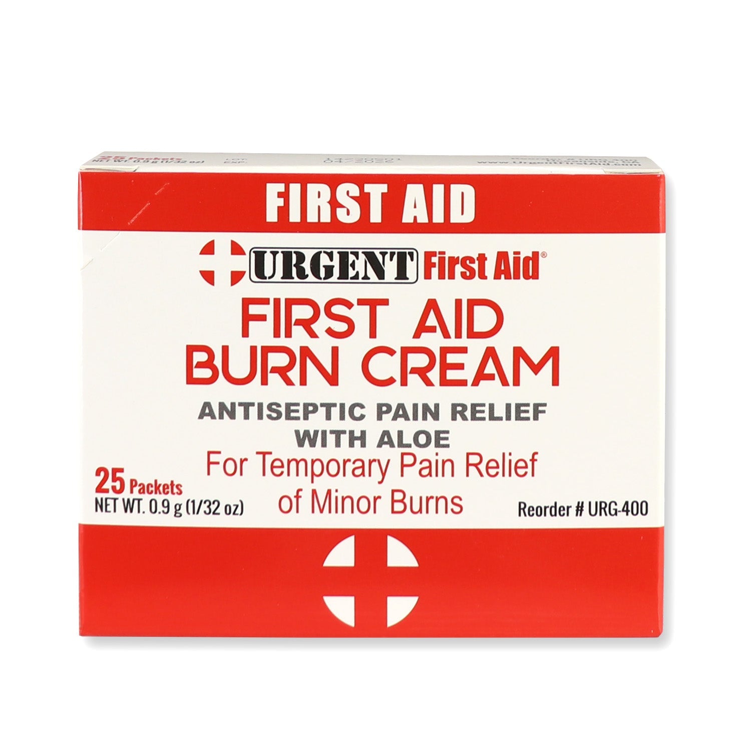 First Aid & Burn Cream .9gram, 25 Packets Per Box