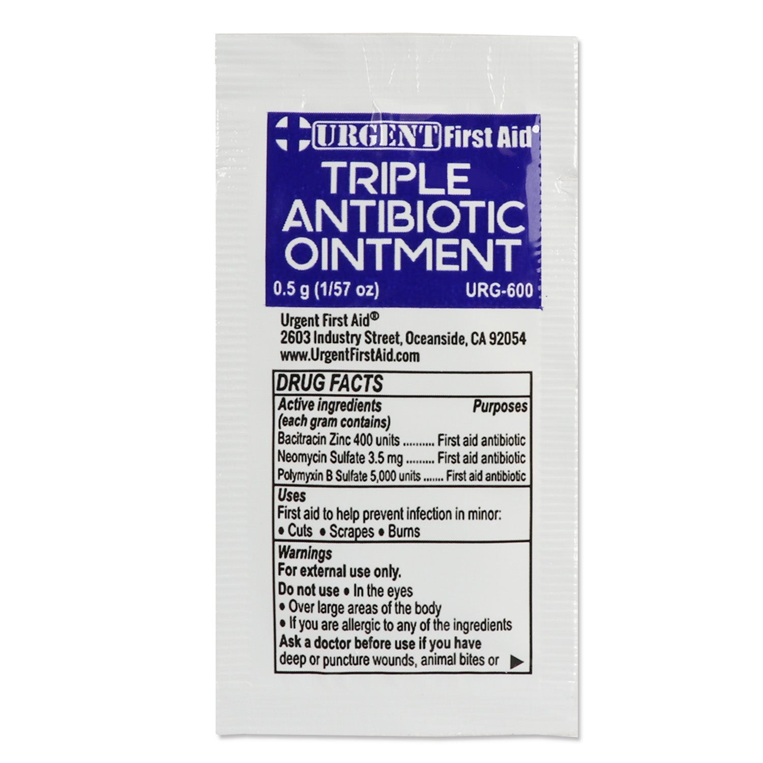 Triple Antibiotic Ointment, 0.5gm, 25 per box