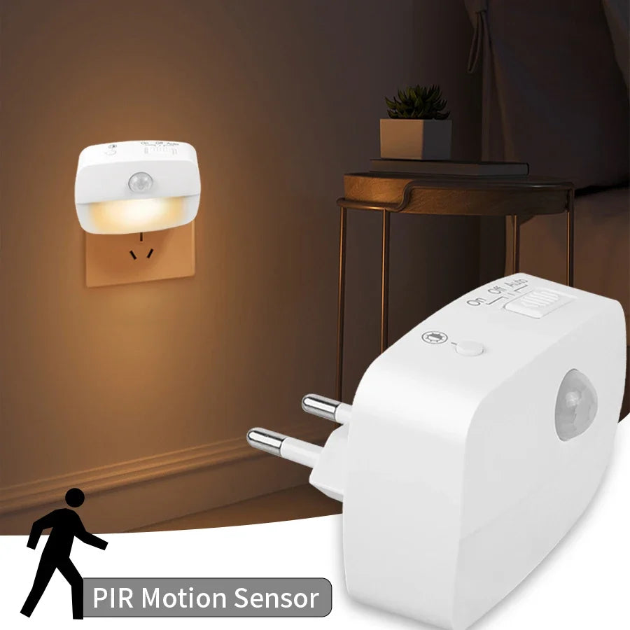 Smart Motion Sensor LED Night Light | EU Plug In 220V Wall Lamp for Hallway Kitchen Stair Bedroom