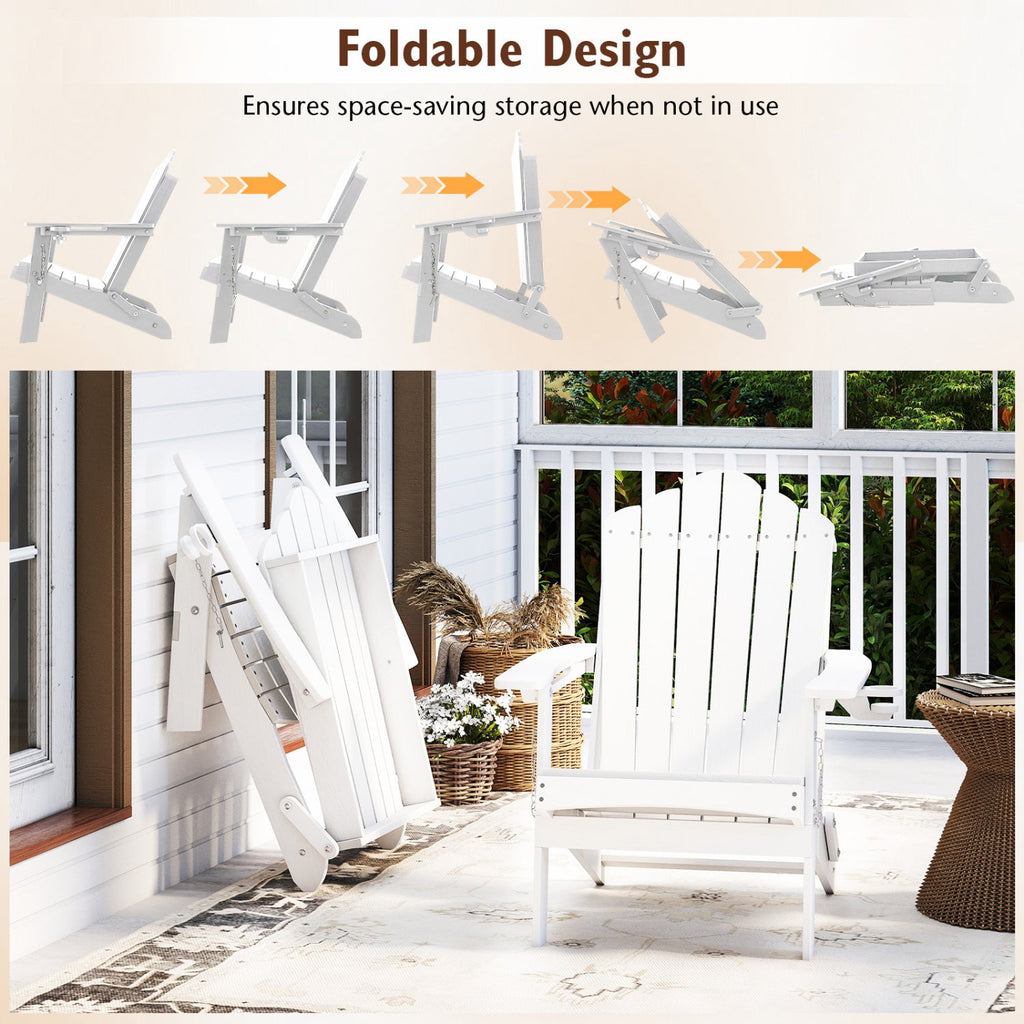 Folding Adirondack Chair with High Backrest - HDPE Weather Resistant