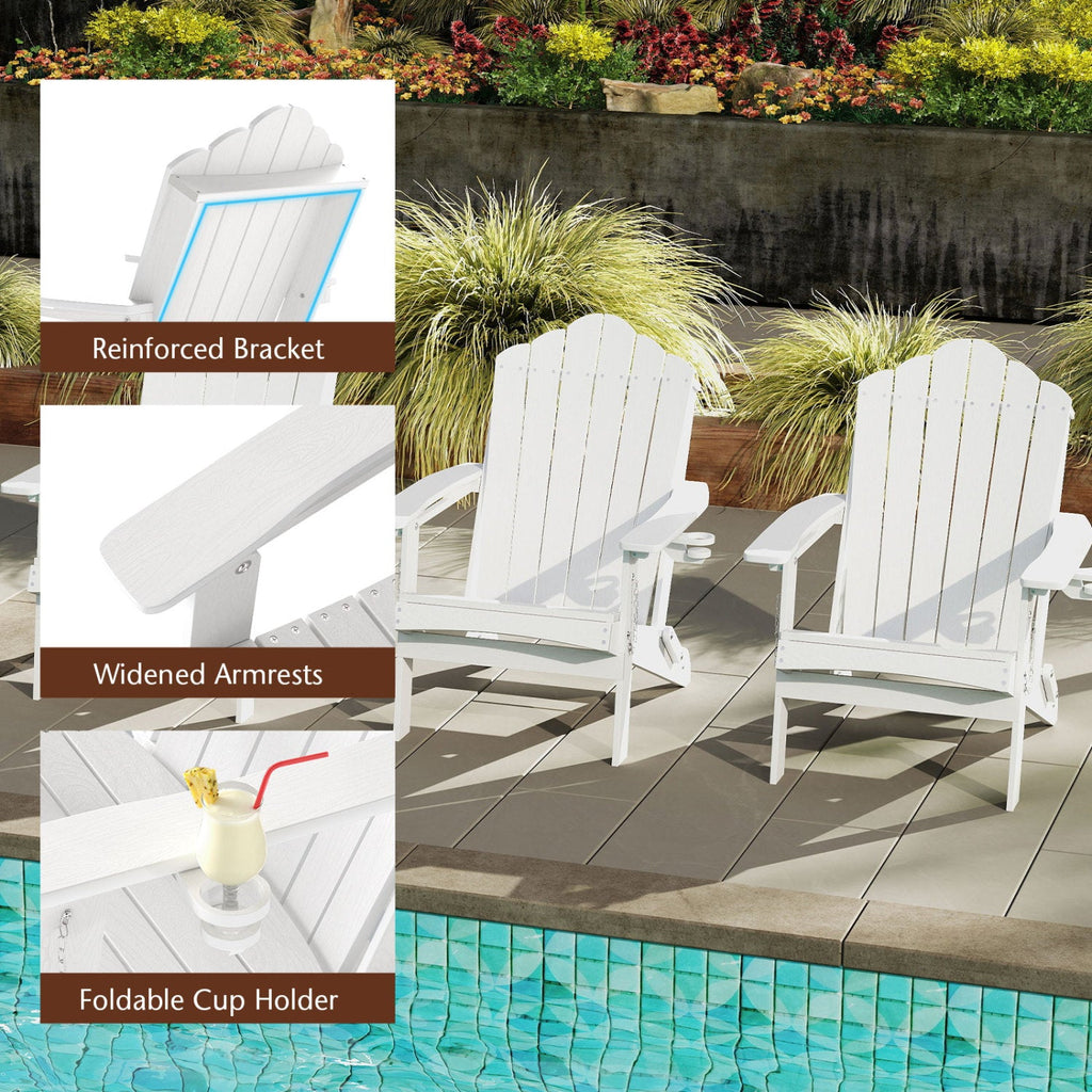 Folding Adirondack Chair with High Backrest - HDPE Weather Resistant