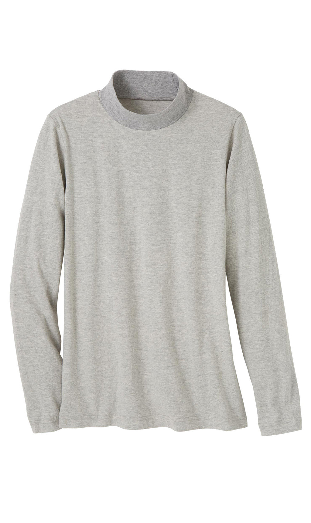 Women's Long Sleeve Mock Neck Top — Lightweight Cotton Blend