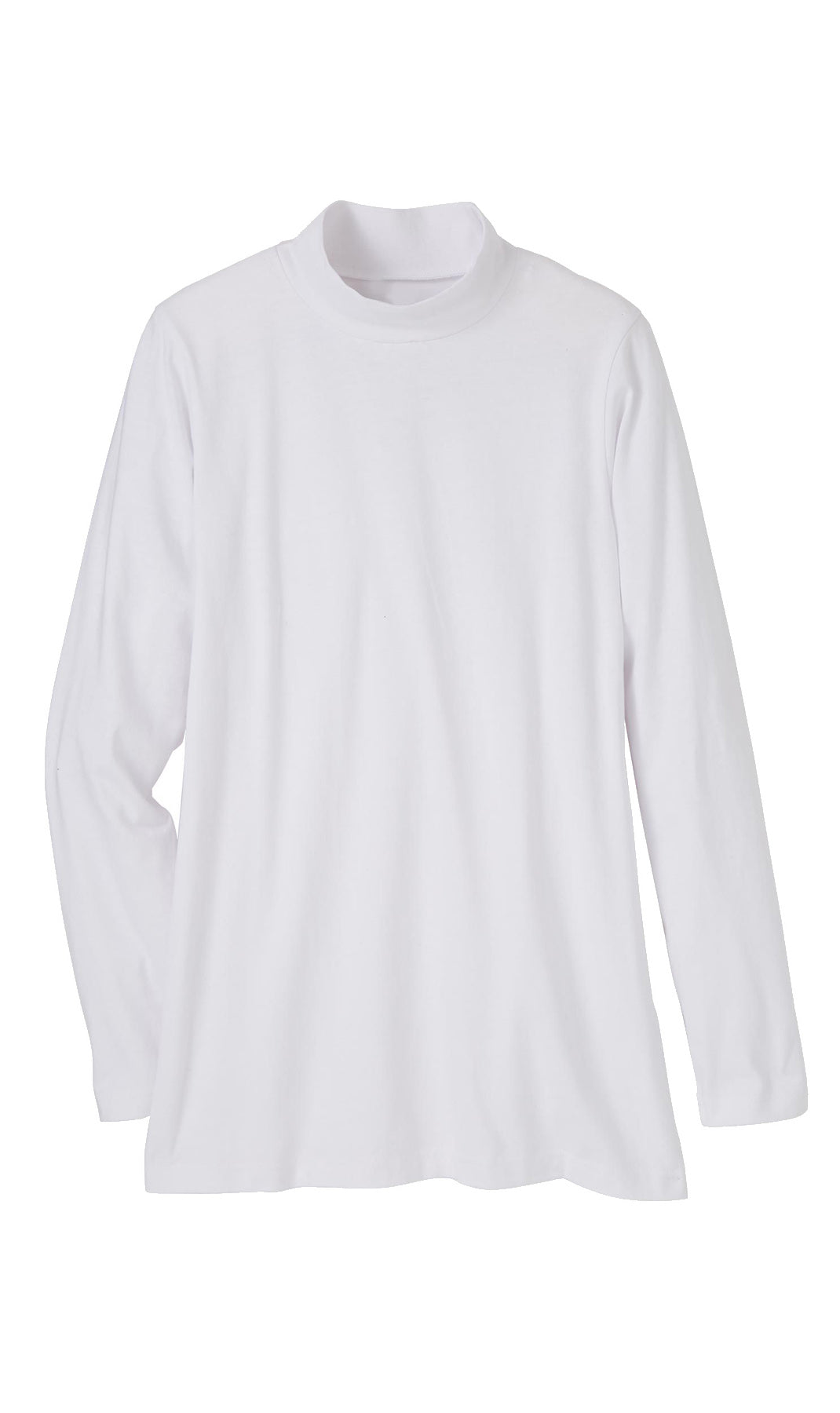 Women's Long Sleeve Mock Neck Top — Lightweight Cotton Blend