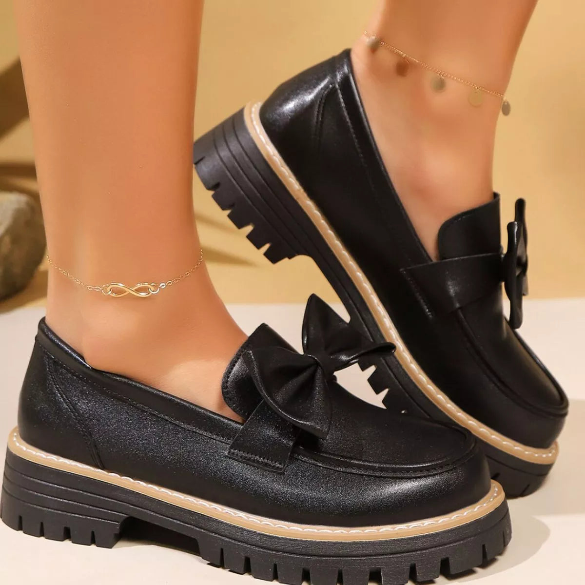 Bow Decor Chunky Loafers