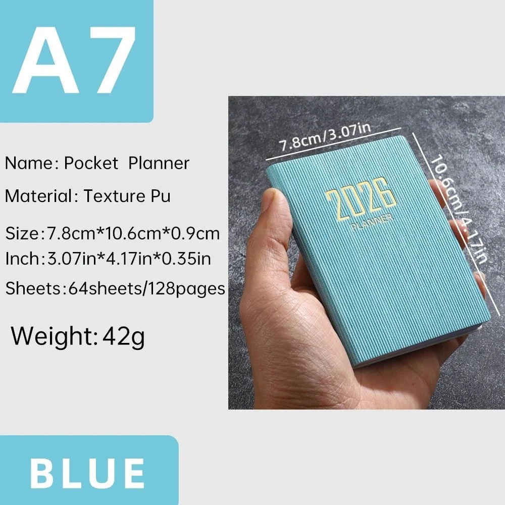 A7 2026 English Planner Book | Mini Pocket Weekly Calendar