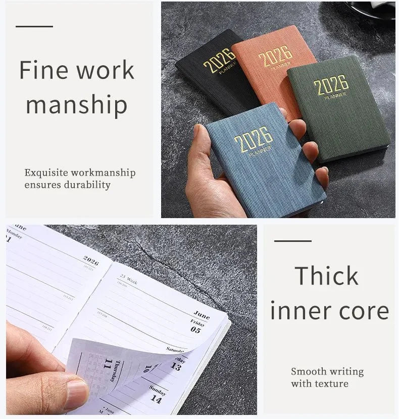 A7 2026 English Planner Book | Mini Pocket Weekly Calendar