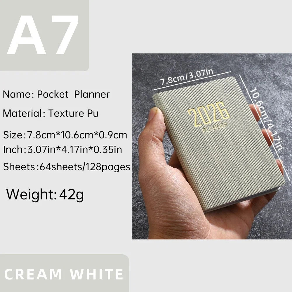 A7 2026 English Planner Book | Mini Pocket Weekly Calendar