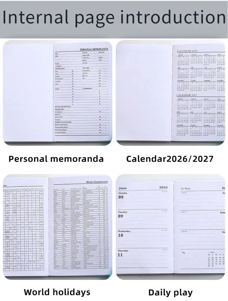 A7 2026 English Planner Book | Mini Pocket Weekly Calendar