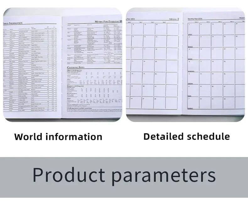 A7 2026 English Planner Book | Mini Pocket Weekly Calendar