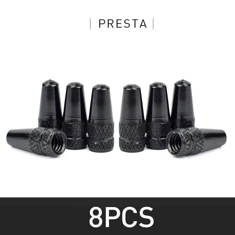 Aluminum Alloy Bike Valve Caps | 8-Piece Pack for Presta and Schrader Valves