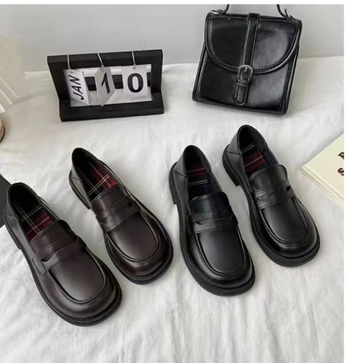 Round Toe Leather Loafers