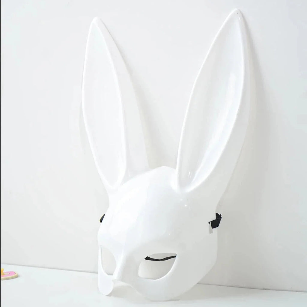Black and White Rabbit Mask with Long Ears | Bunny Cosplay and Halloween Costume Accessory