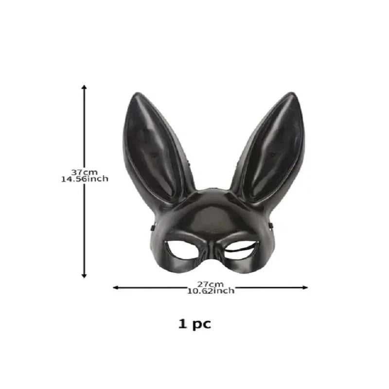 Black and White Rabbit Mask with Long Ears | Bunny Cosplay and Halloween Costume Accessory