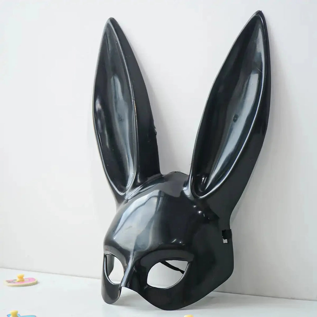 Black and White Rabbit Mask with Long Ears | Bunny Cosplay and Halloween Costume Accessory