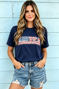Blue Coquette AMERICA Printed Relaxed T Shirt