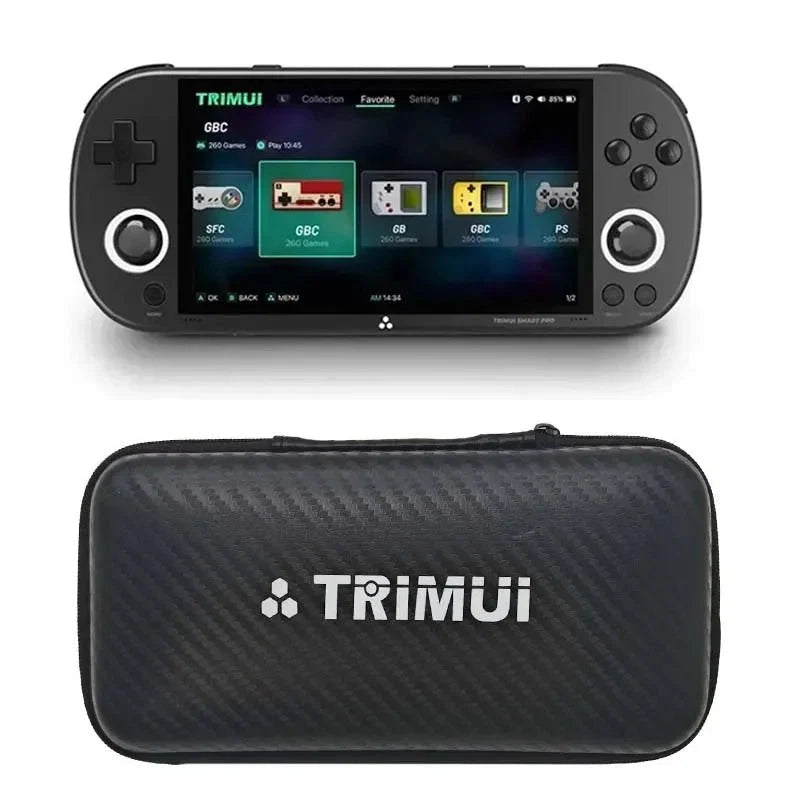 Protective Carrying Case for Trimui Smart Pro and Nintendo 3DS | Hard Shell Storage Bag with Tempered Glass Screen Protector