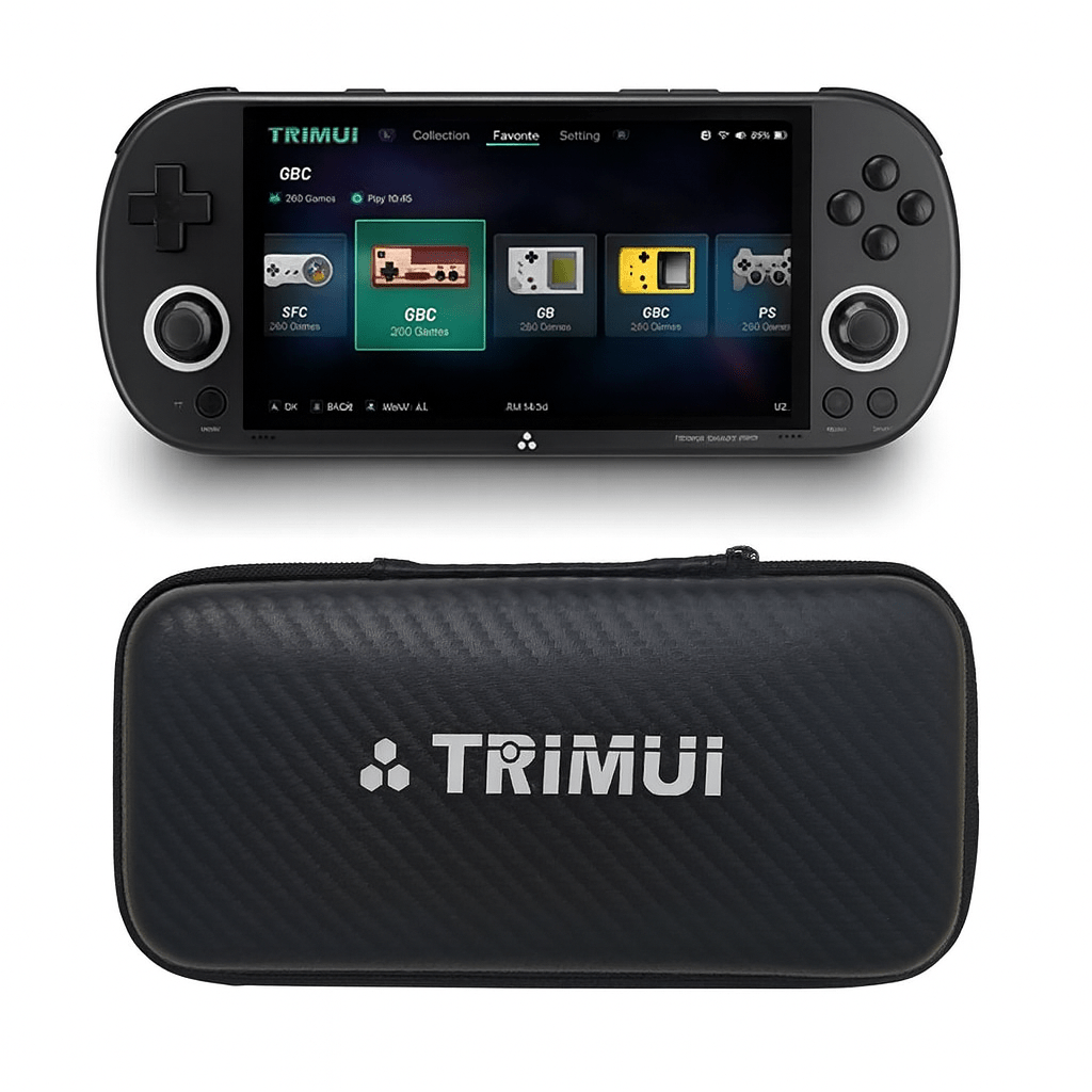 Protective Carrying Case for Trimui Smart Pro and Nintendo 3DS | Hard Shell Storage Bag with Tempered Glass Screen Protector