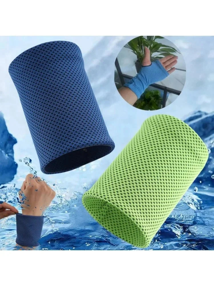 Cold-Sensing Sports Wristbands | Ice Silk Cooling Sweatbands for Workouts