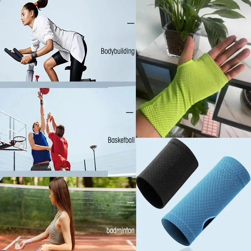 Cold-Sensing Sports Wristbands | Ice Silk Cooling Sweatbands for Workouts