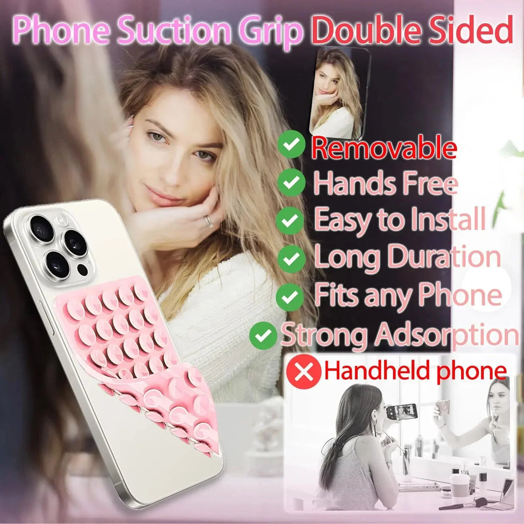 Double-Sided Silicone Suction Cup Phone Holder | Hands-Free Wall Mount for Videos and Selfies