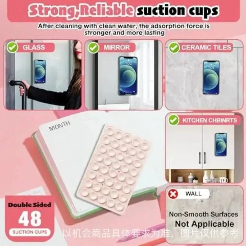 Double-Sided Silicone Suction Cup Phone Holder | Hands-Free Wall Mount for Videos and Selfies