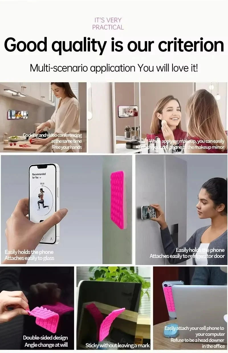 Double-Sided Silicone Suction Cup Phone Holder | Hands-Free Wall Mount for Videos and Selfies