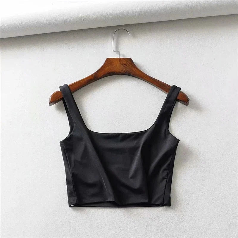 Square Neck Tank Top | Summer 2025 Stretch Crop Shirt