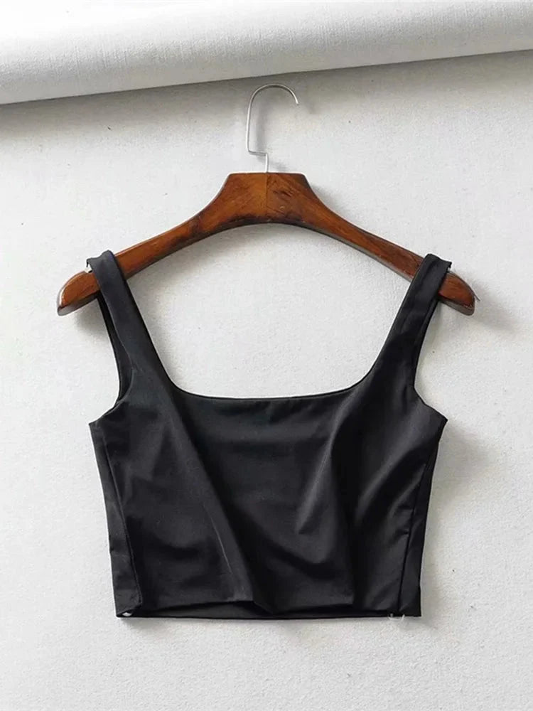 Square Neck Tank Top | Summer 2025 Stretch Crop Shirt