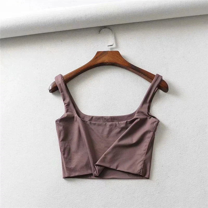 Square Neck Tank Top | Summer 2025 Stretch Crop Shirt