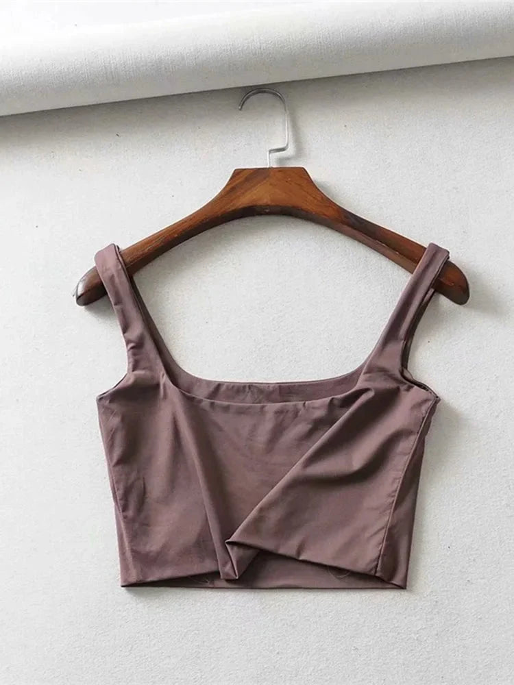 Square Neck Tank Top | Summer 2025 Stretch Crop Shirt