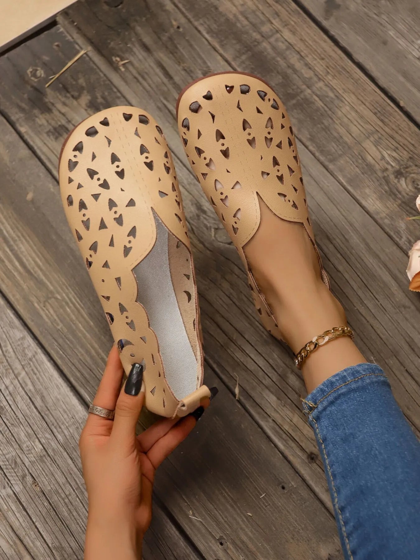 Perforated Leather Slip-On Loafers