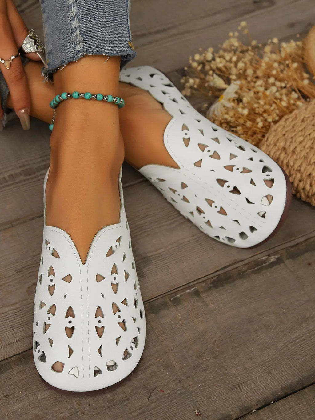 Perforated Leather Slip-On Loafers