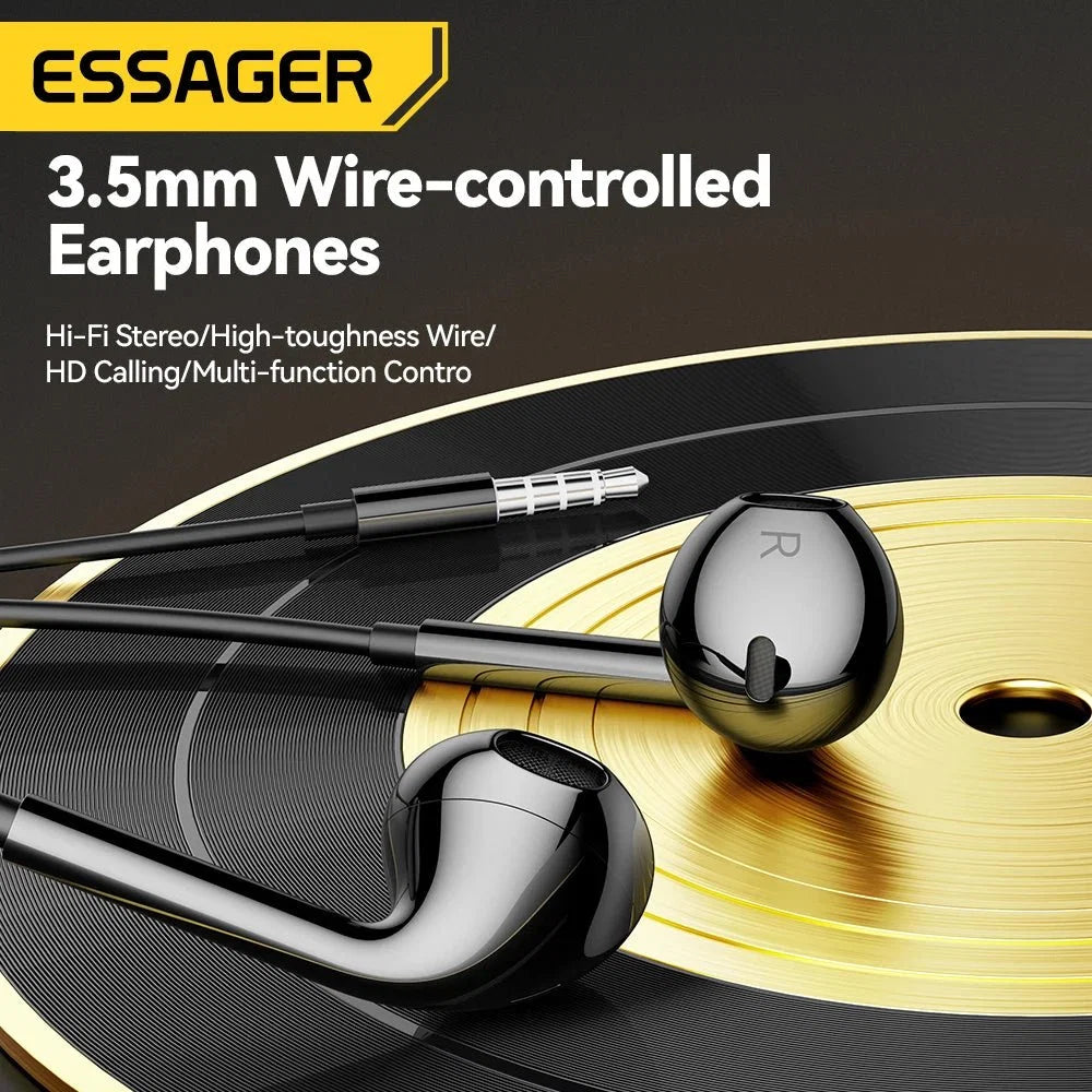 ESSAGER 3.5mm Wired In-Ear Headphones | Built-in Mic and Volume Control