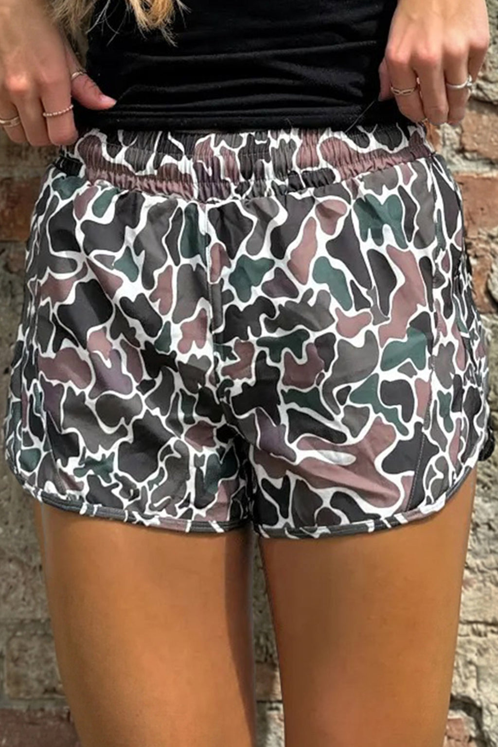 Multicolour Camouflage Print Athletic Lined Shorts