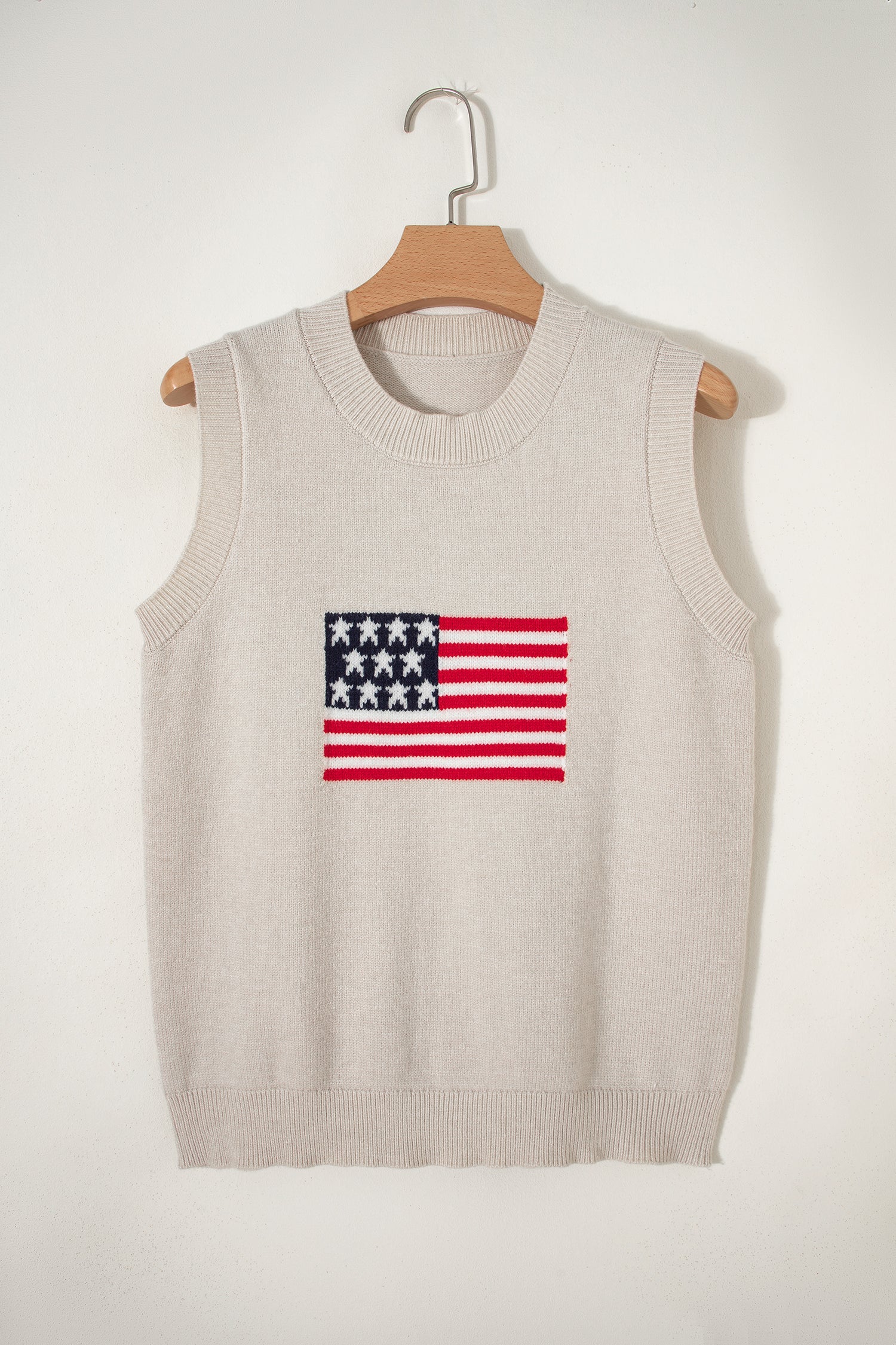 Parchment American Flag Sleeveless Sweater