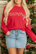 Christmas Merry Pearl Beaded Sweater