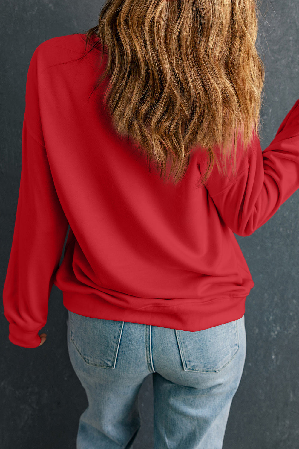 Red Love Printed Crewneck Valentines Pullover Sweatshirt