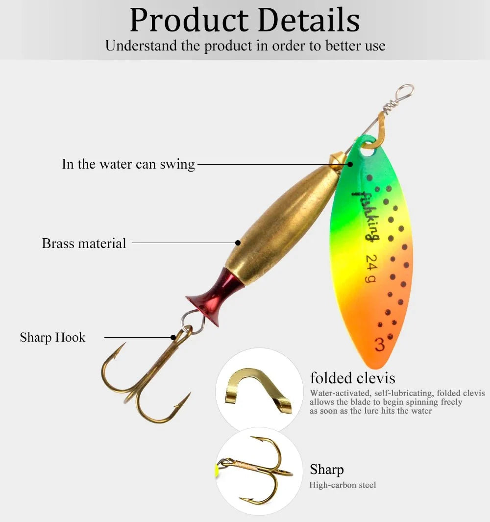 FISH KING Metal Spinner Lure | Long Cast Hard Bait for Bass, Pike, and Saltwater Fishing
