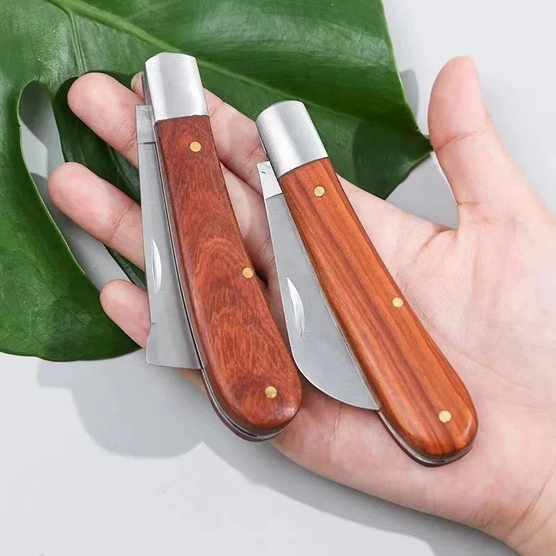 Folding Grafting Garden Knife | Professional Pruning Tool with Wooden Handle