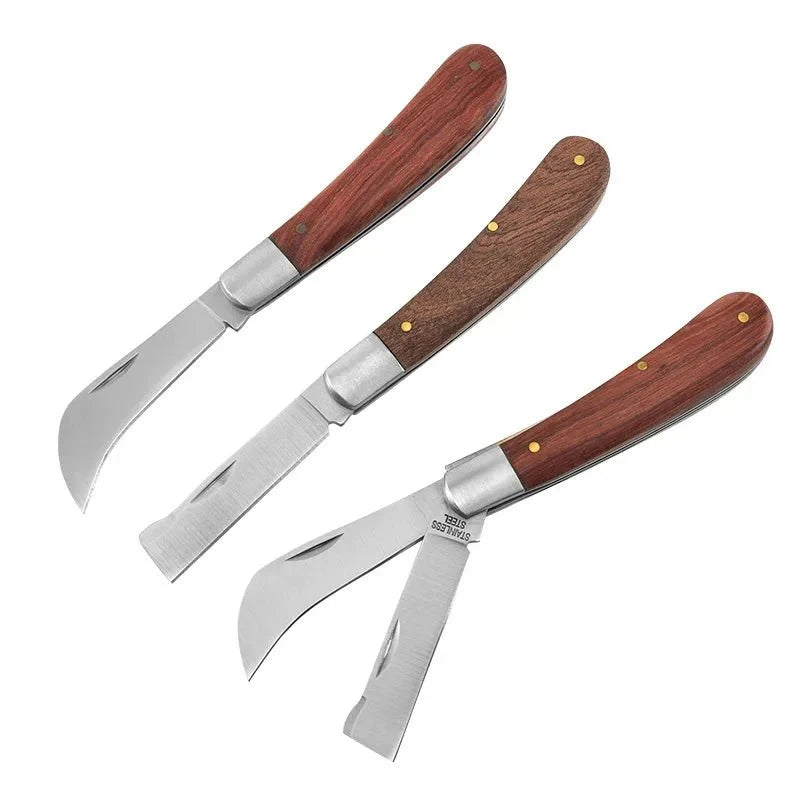 Folding Grafting Garden Knife | Professional Pruning Tool with Wooden Handle