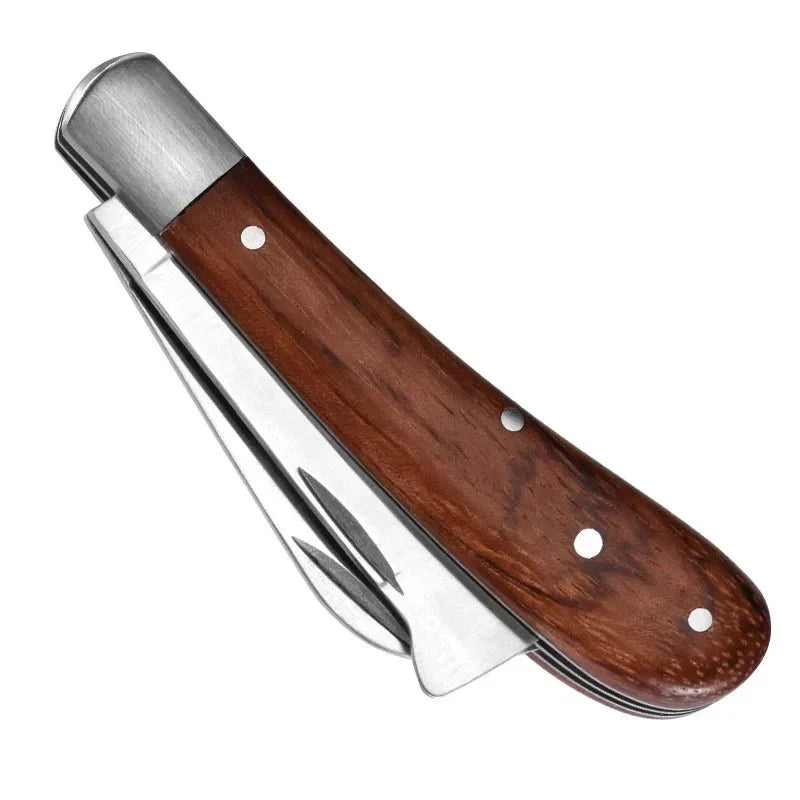 Folding Grafting Garden Knife | Professional Pruning Tool with Wooden Handle