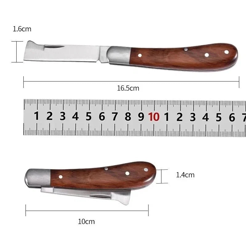 Folding Grafting Garden Knife | Professional Pruning Tool with Wooden Handle