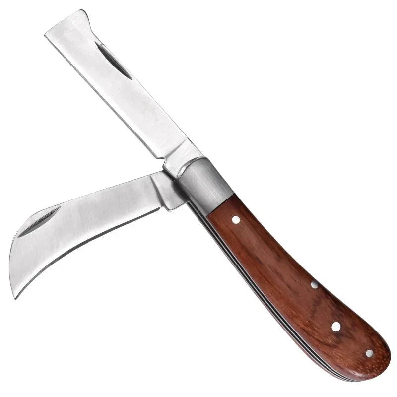 Folding Grafting Garden Knife | Professional Pruning Tool with Wooden Handle