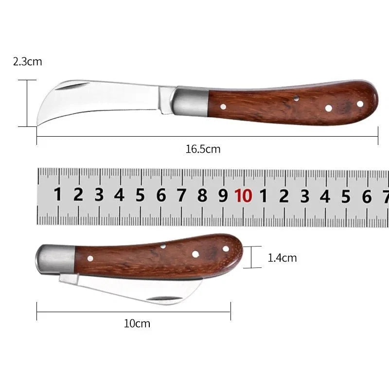 Folding Grafting Garden Knife | Professional Pruning Tool with Wooden Handle