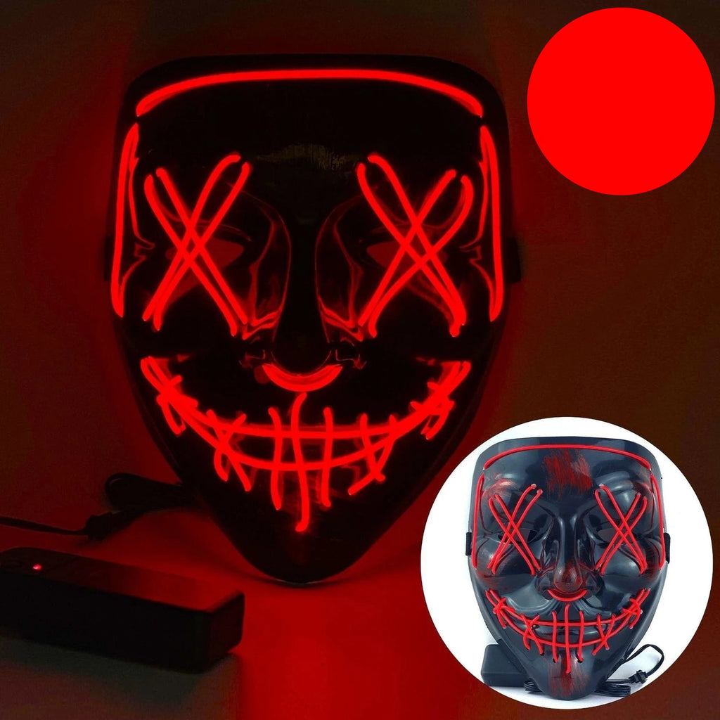 Neon LED Purge Mask | Light-Up Masquerade Party Accessory