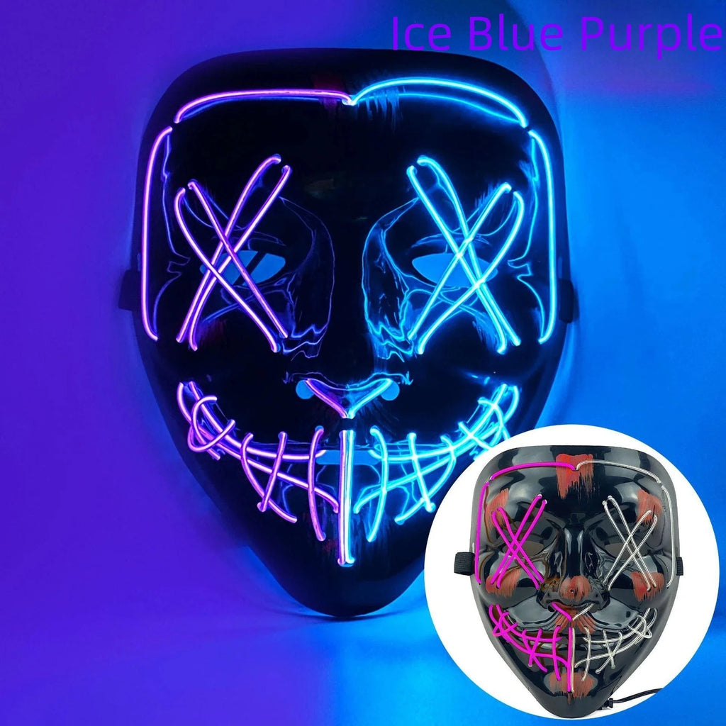 Neon LED Purge Mask | Light-Up Masquerade Party Accessory