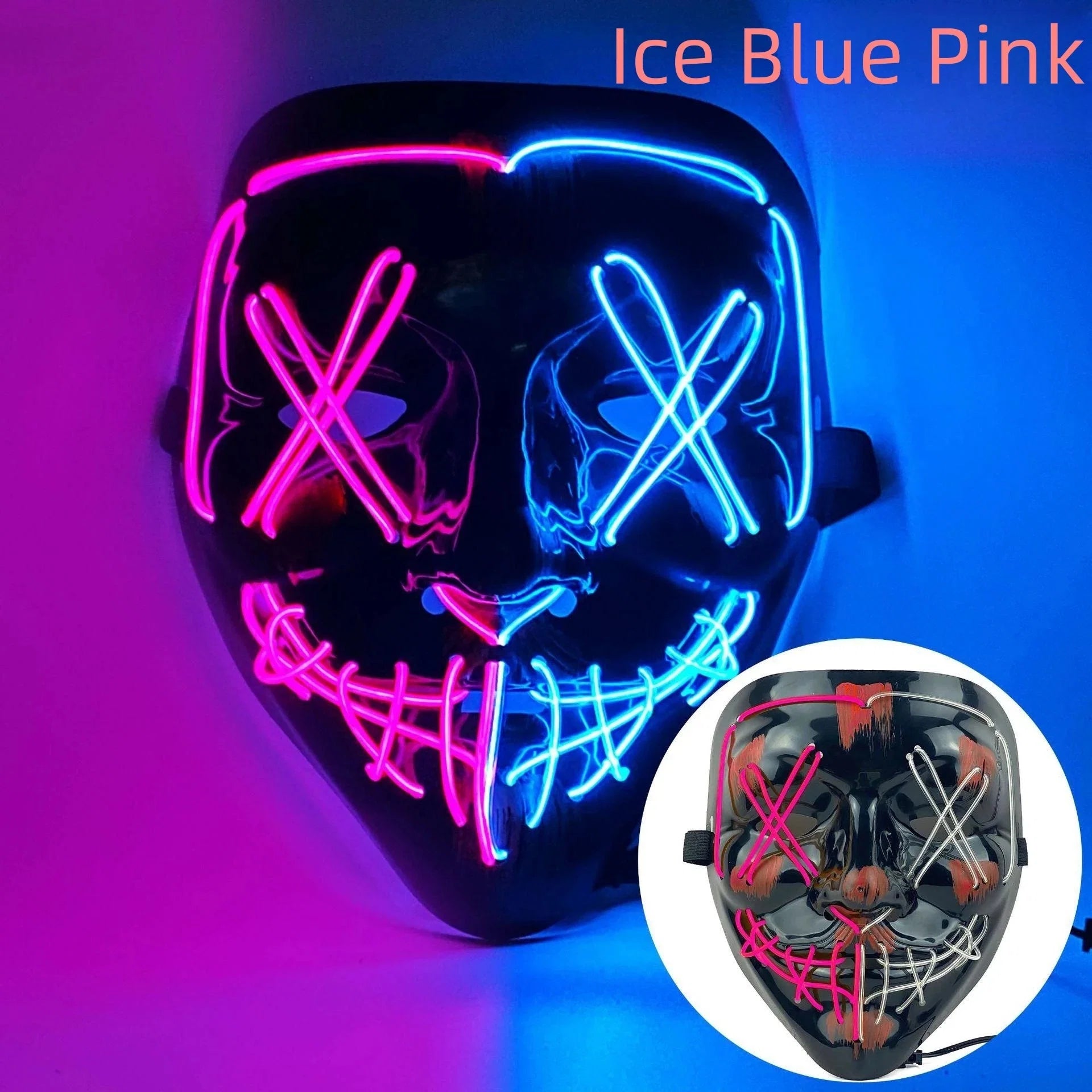 Neon LED Purge Mask | Light-Up Masquerade Party Accessory