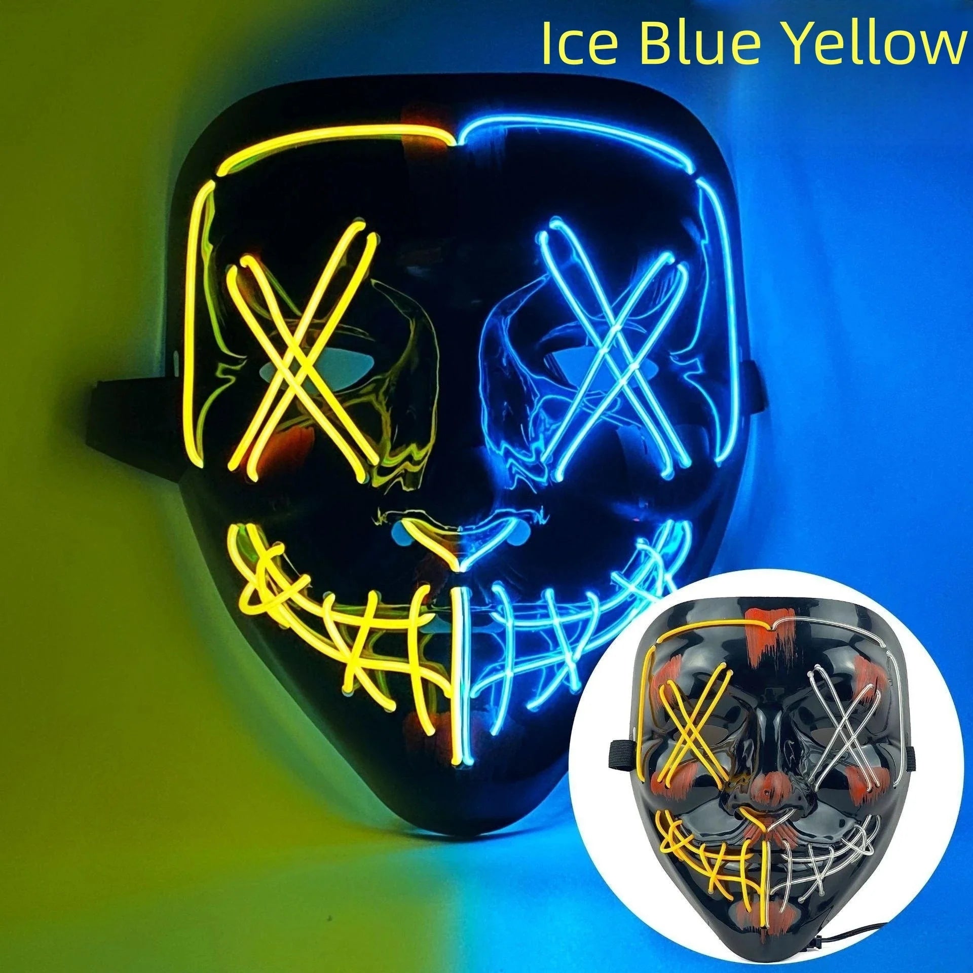 Neon LED Purge Mask | Light-Up Masquerade Party Accessory