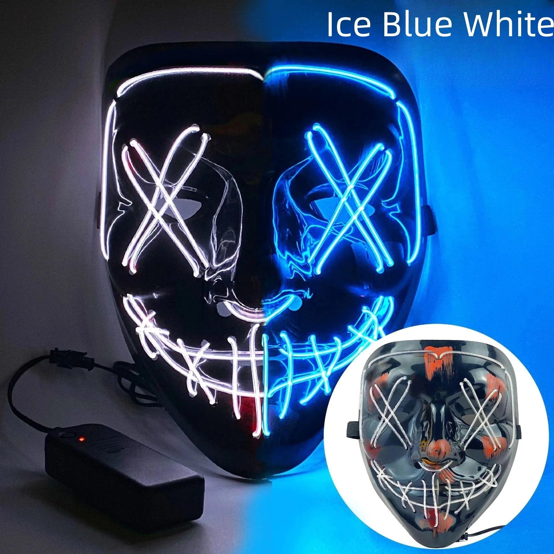 Neon LED Purge Mask | Light-Up Masquerade Party Accessory